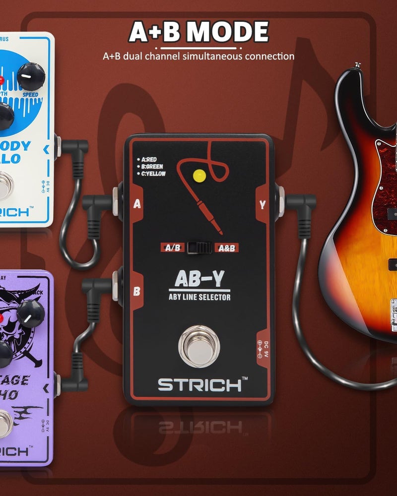 STRICH Dual Channel ABY Guitar Pedal, Electric Guitar Box Line Selector, Versatile AB Switch, True Bypass for Electric Guitar, Red and Black - Image 4